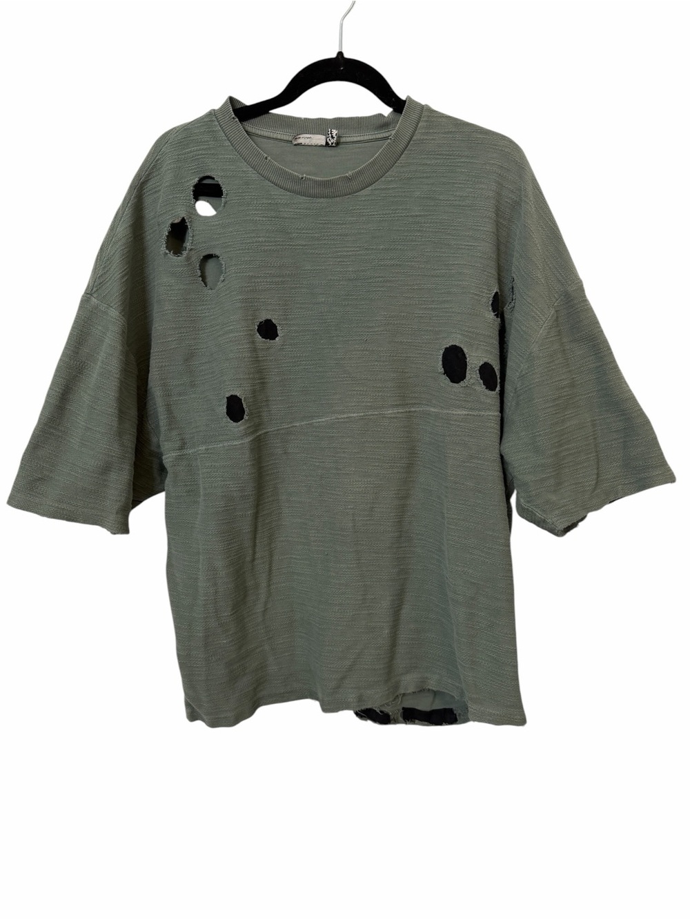 Asos Design Women’s Large Green Grunge Top W/ Holes Pull Over Sweatshirt